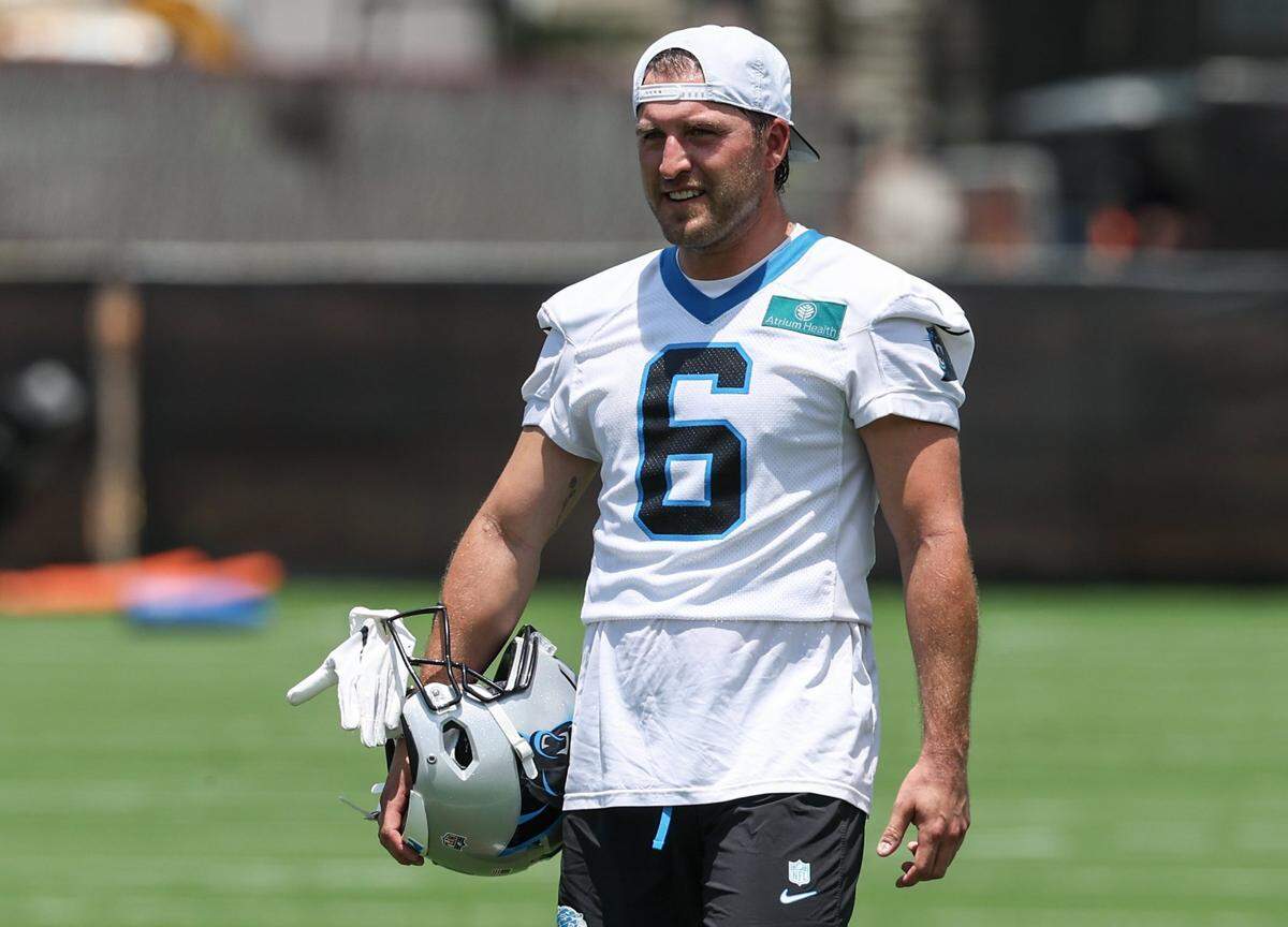 Panthers punter Sam Martin during the second day of minicamp in Charlotte, NC on Wednesday, June 11, 2025.