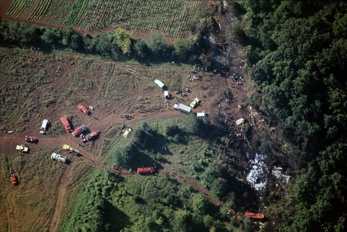 The Eastern jet that crashed on Sept. 11, 1974 first touched down in a cornfield and plowed into a grove of trees.