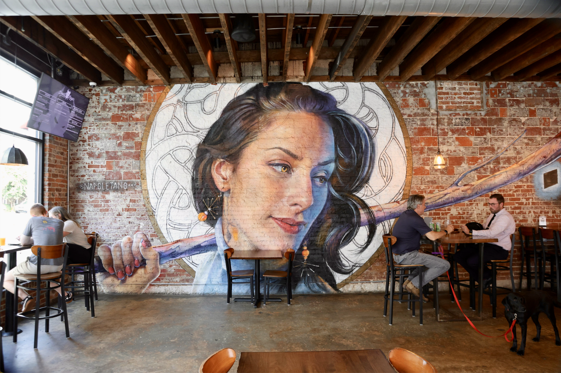 A mural by Nick Napoletano is on the wall at Devil’s Logic Brewery. The brewery will close on Friday, July 26.