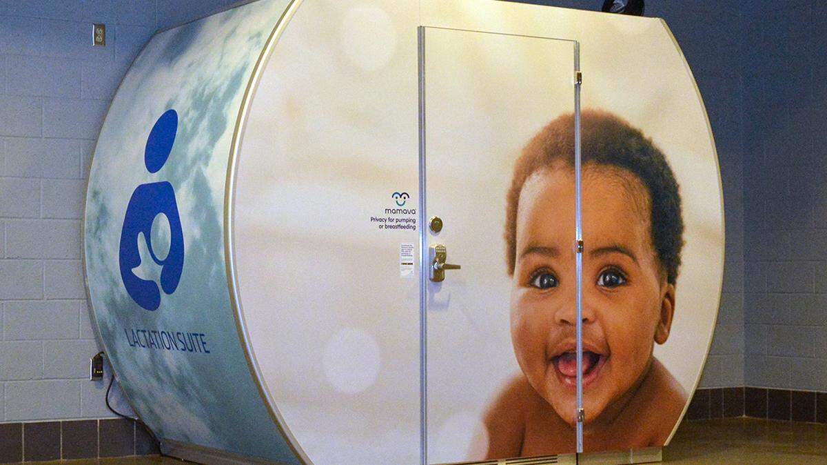 The Charlotte Hornets have installed a freestanding lactation pod designed by the company Mamava, which specializes in the creation of private rooms for breastfeeding mothers. The 4-foot by 8-foot pod is located on the concourse outside section 107