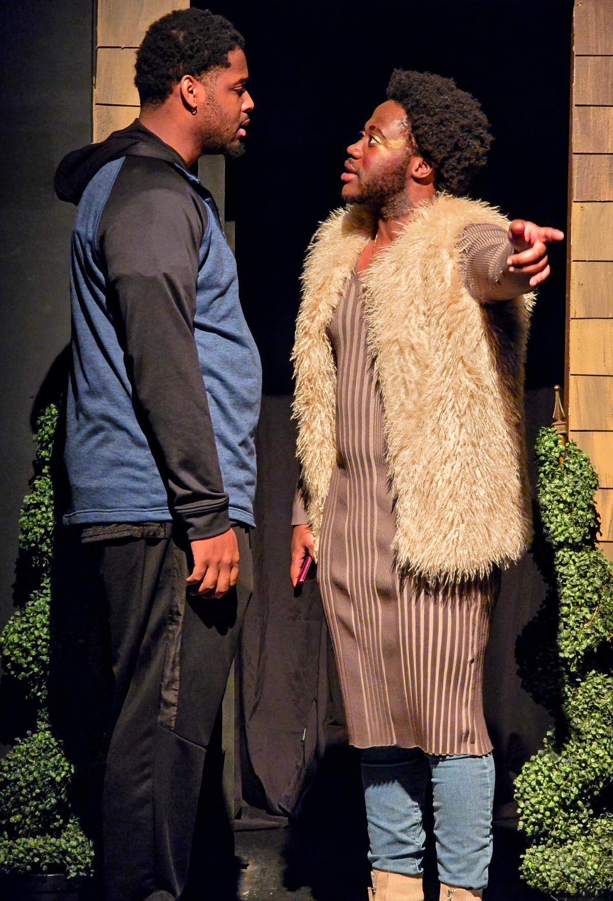 Tony (Dionte Darko), left, and Antoine (Steven Longayo) in the Three Bone Theatre production of “... what the end will be.”