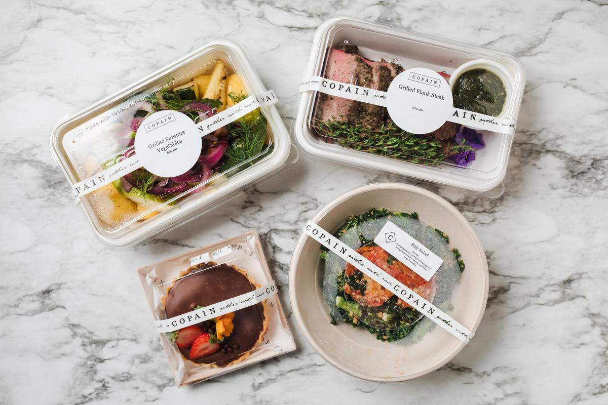 If you don’t want to visit a restaurant or you prefer to enjoy a meal at home, Copain Gatherings offers chef-prepared meals and sweets.