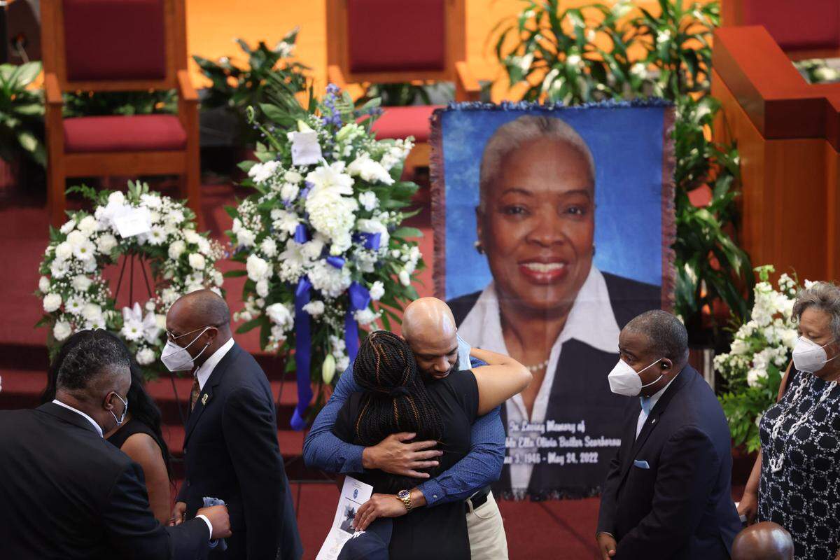 Attendees of Ella Scarborough’s funeral gathered Wednesday at Friendship Missionary Baptist Church.