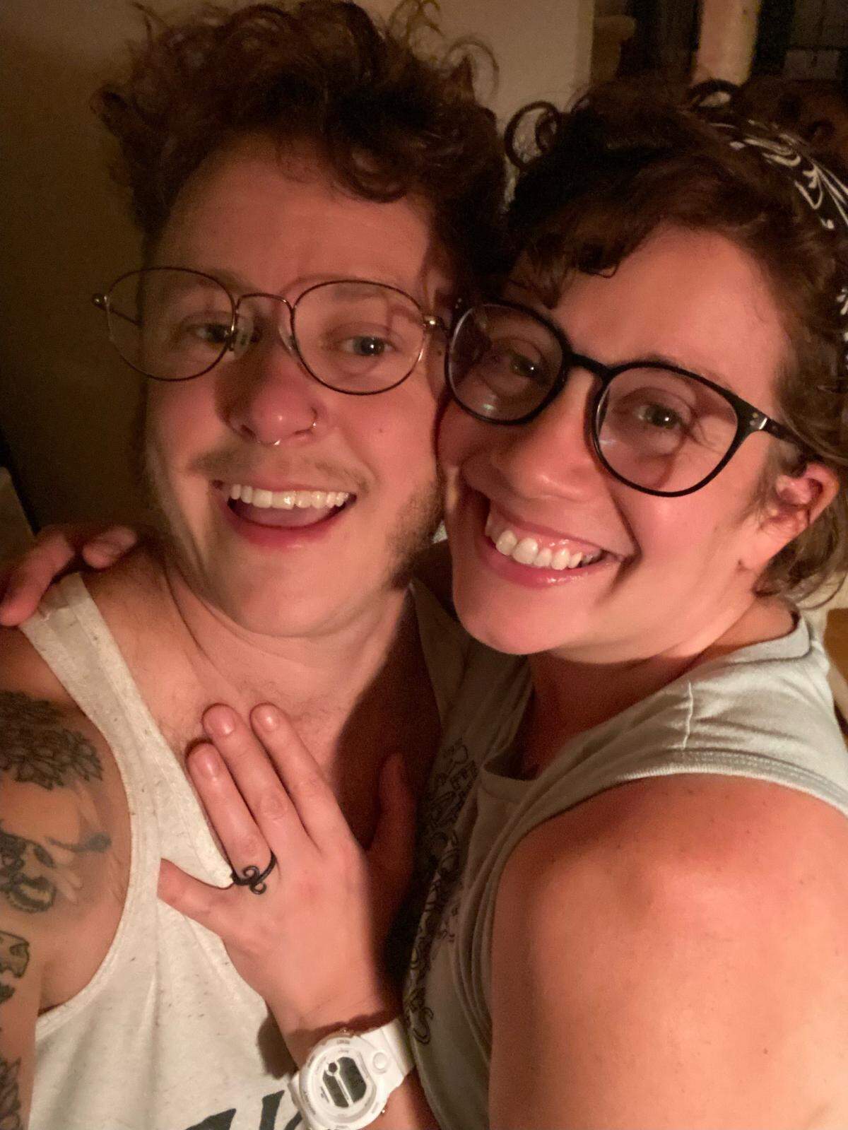 Knox and Alison, freshly engaged, in June of 2023.