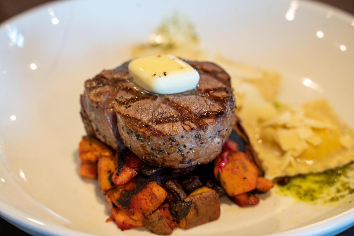 STIR’s Grilled Filet and Goat Cheese Ravioli.