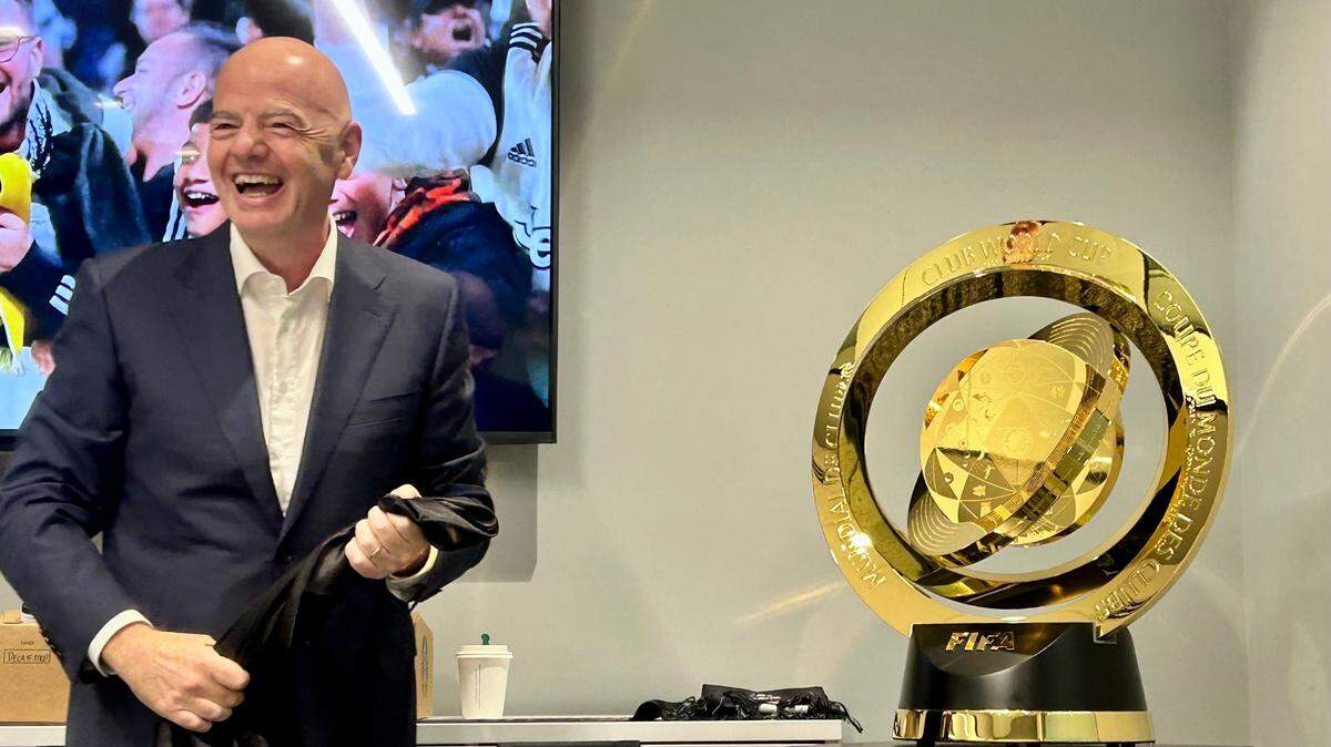 FIFA president Gianni Infantino laughs after unveiling the trophy that will be given to the winner of the inaugural FIFA Club World Cup in July 2025. Infantino came to Charlotte on April 7, 2025, to promote the new event, which will include 32 of the best teams in the world competing for a total purse of one billion dollars. There will be 63 matches in the month-long tournament. As one of the host sites, Charlotte will host four of the matches in June at Bank of America Stadium.
