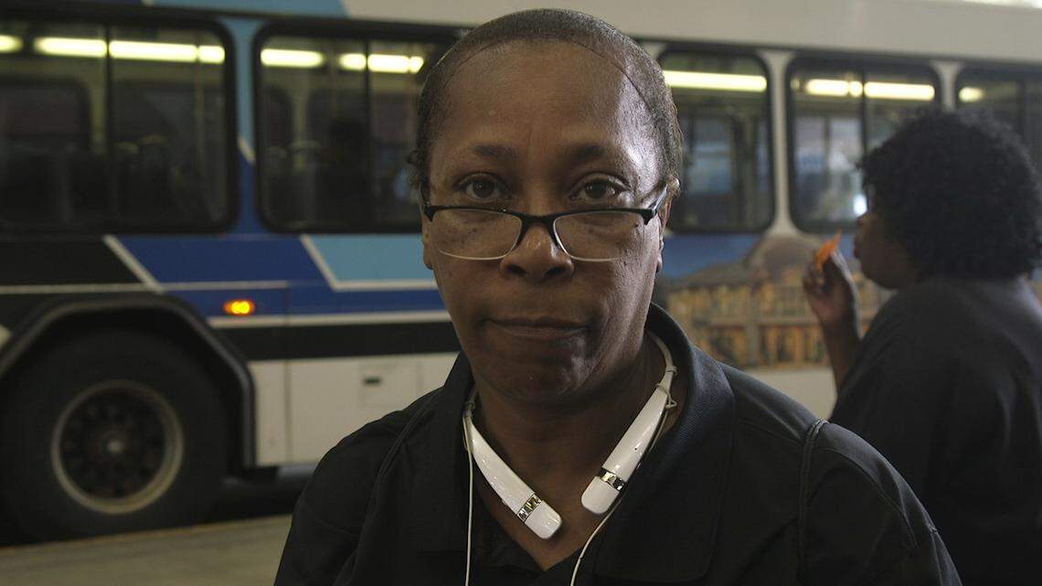 Commuter Alberta Alexander, waiting to board a CATS bus.