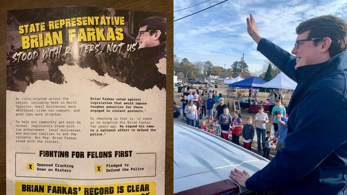 An image of North Carolina Rep. Brian Farkas, a Democrat, was doctored in a mailer criticizing his record on crime. It was one of several mailers targeting Democrats in competitive districts.