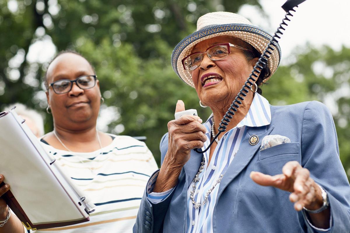 U.S. Rep. Alma Adams told protesters to “march with your heads high, march with your signs raised and march with your voices loud.”