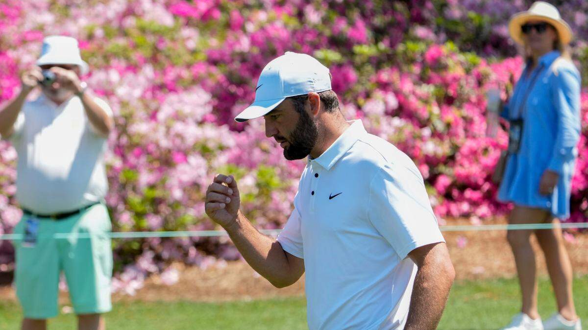 Scottie Scheffler walks the No. 8 fairway during Tuesday’s practice round for the Masters Tournament at Augusta National Golf Club.