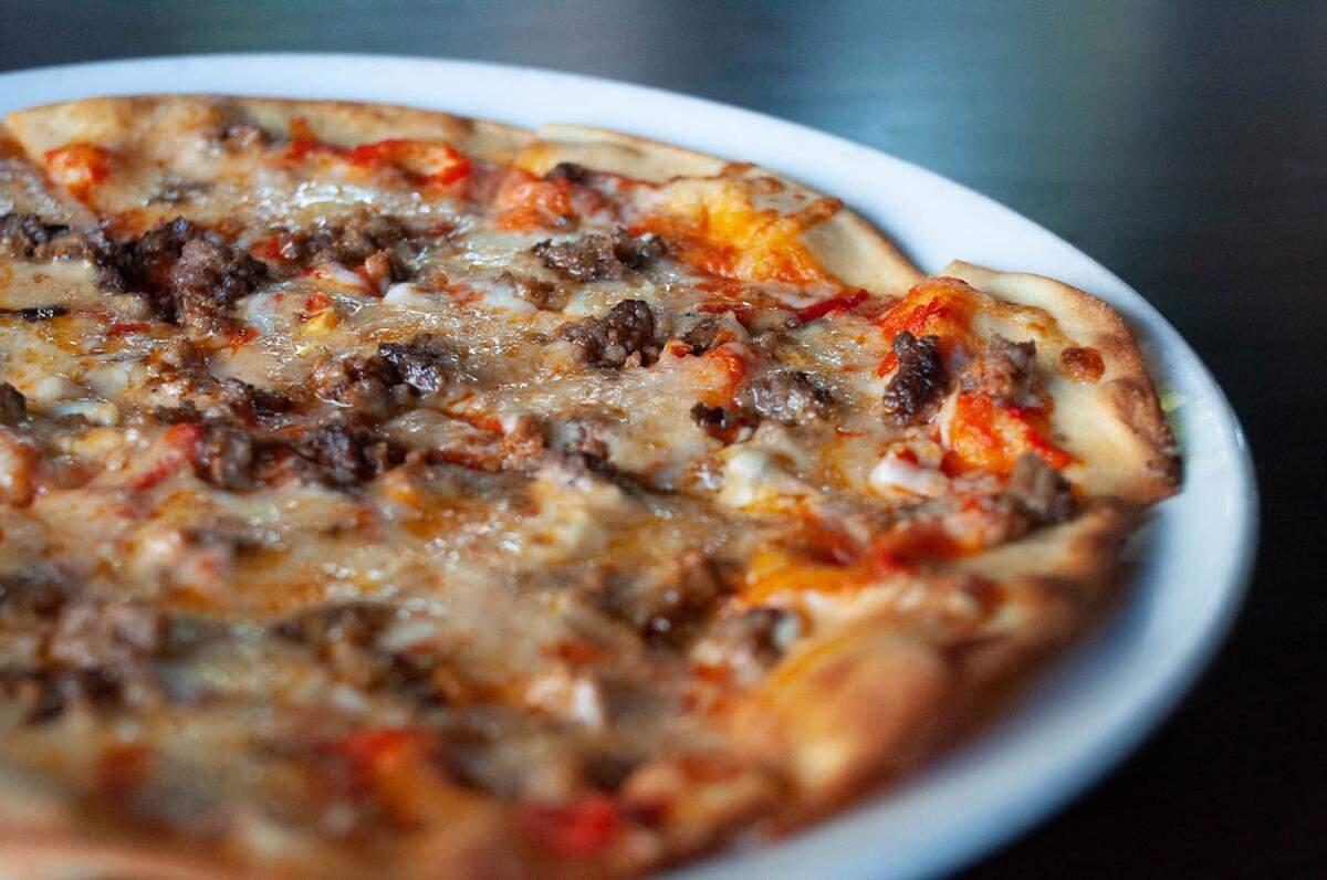 The Pimento Cheeseburger Pizza at Terra restaurant in Columbia, South Carolina.