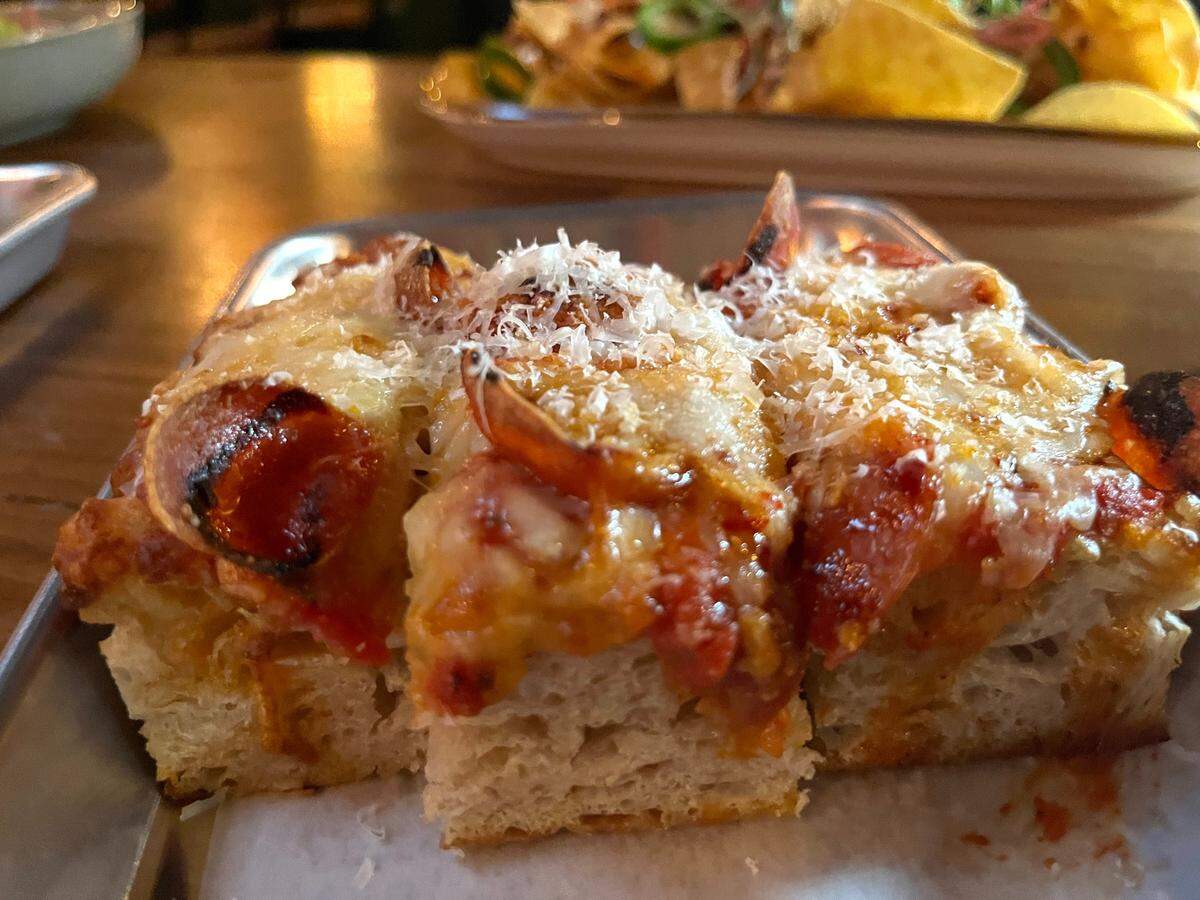 VINYL’s new pepperoni garlic bread pizza.