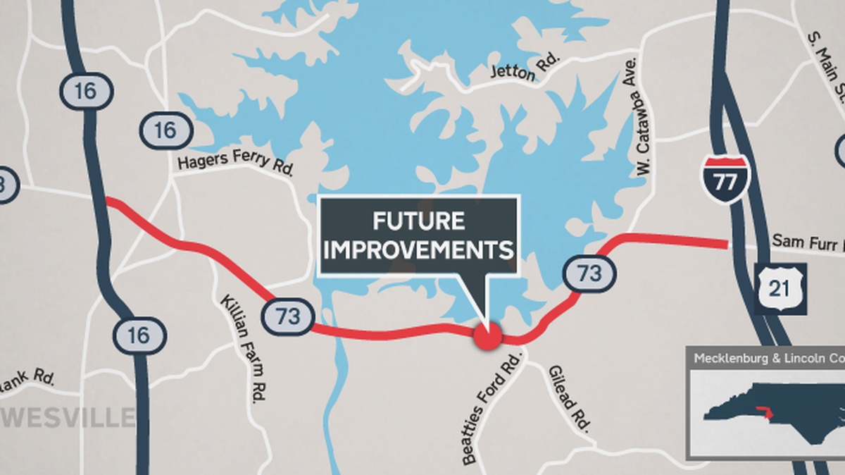 Planning and design work has begun for a $600-million, four-lane superhighway spanning three counties in the Lake Norman area. This map shows the Lake Norman part of the planned widening.