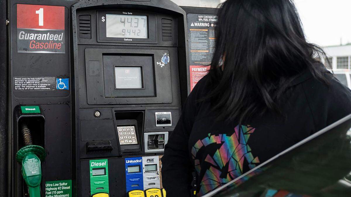 The screen on the gas pump shows a total of $44.37 for less than ten gallons of gas for Saira Montesinos at the QuikTrip on North Graham Street on Wednesday, March 9, 2022 in Charlotte, NC. Montesinos is the manager at La Caseta, a restaurant in Camp North End, and regularly has to use her car to buy supplies for the business, I try to make less trips, but it depends on what the business needs.