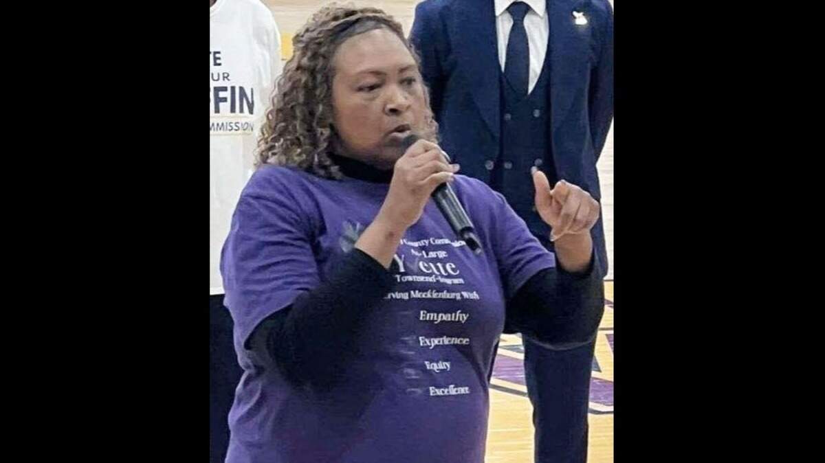 Yvette Townsend-Ingram speaking at West Charlotte High School. Townsend-Ingram, an incoming Mecklenburg County commissioner, was charged with driving while impaired this month.