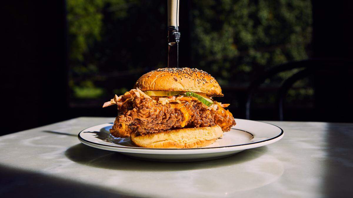 Kindred owners Joe and Katy Kindred are opening milkbread, an all-day cafe with milk-bread doughnuts, crispy chicken, vegetable bowls and more. Shown here is Kindred’s fried chicken sandwich.