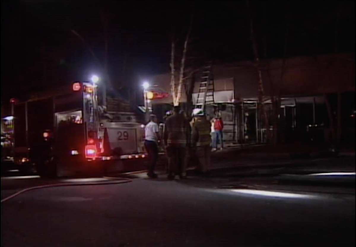 Emergency vehicles respond to the fire set at the dentist’s office visited by Jeffrey Manchester.