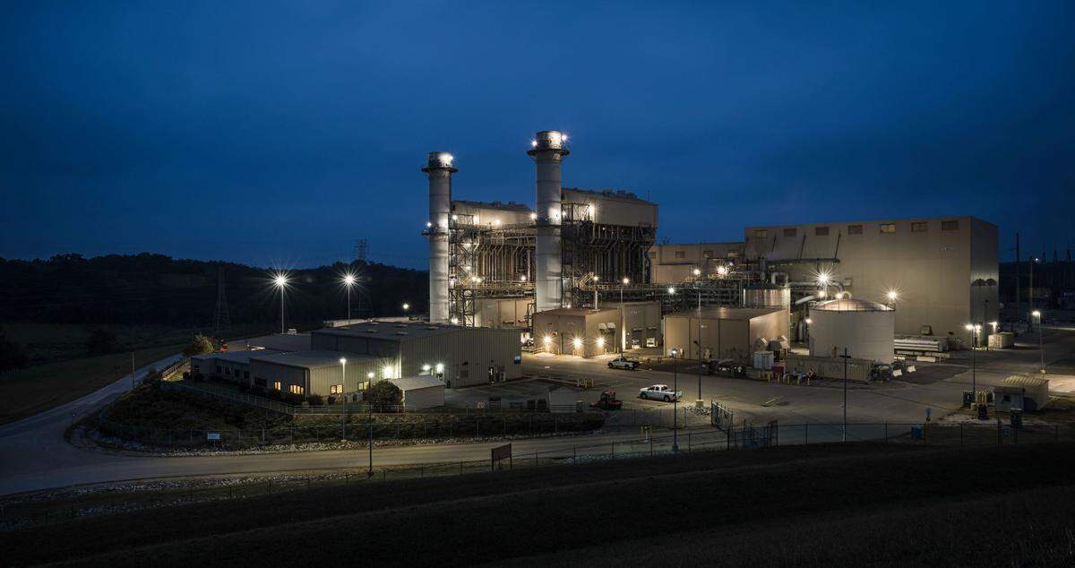 A rendering of the two new natural gas-powered combustion turbines at the former Buck Steam Station site in Rowan County. If approved for construction, the generators could power more than 600,000 homes.