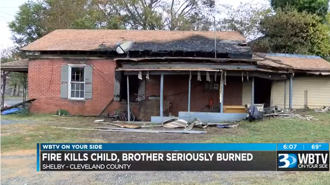 Scene of the fatal fire in Cleveland County