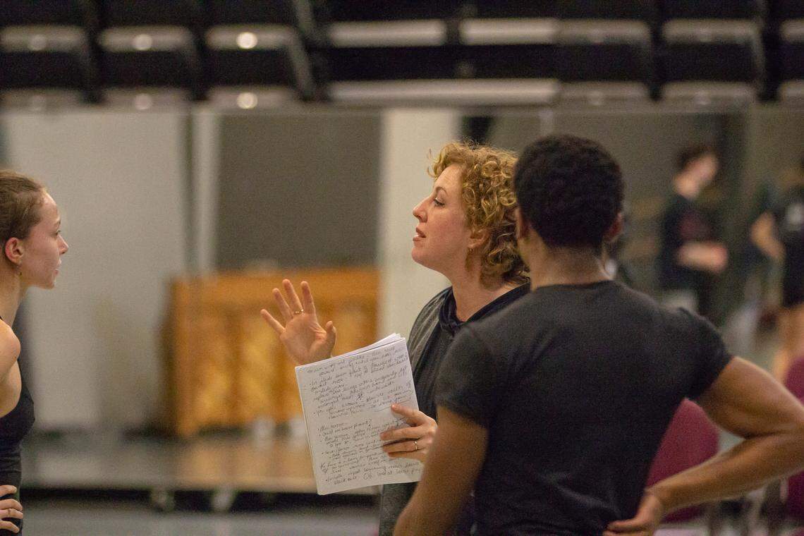 Choreographer Helen Pickett, middle, in rehearsal in 2019 for “IN Cognito,” which she choreographed for Charlotte Ballet. The piece is returning in October as part of the ballet's "Fall Works."