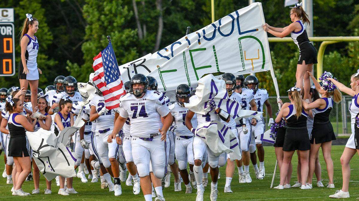 Porter Ridge High’s football team, seen in file 2018 photo