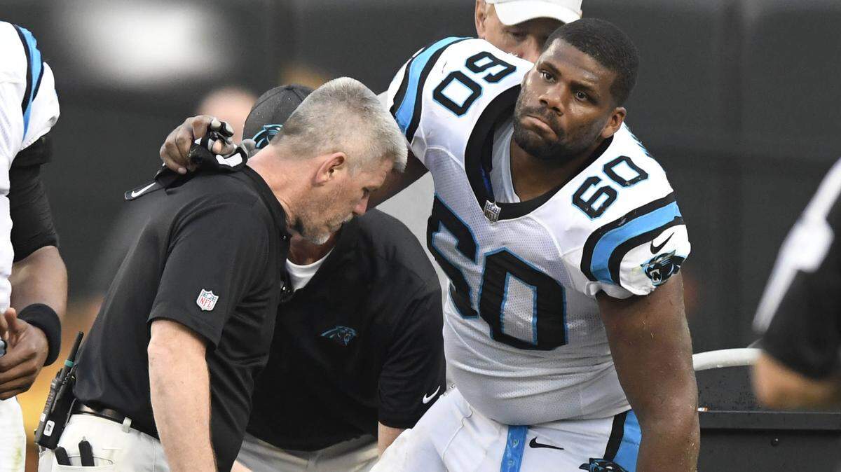Carolina Panthers offensive tackle Daryl Williams (60) is on injured reserve with a right knee injury, forcing the team to shuffle the offensive line again.