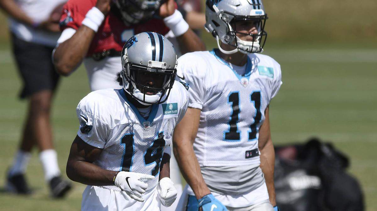 Carolina Panthers wide receivers Ray-Ray McCloud (14) and Brandon Zylstra (11) were both claimed this weekend during roster cu