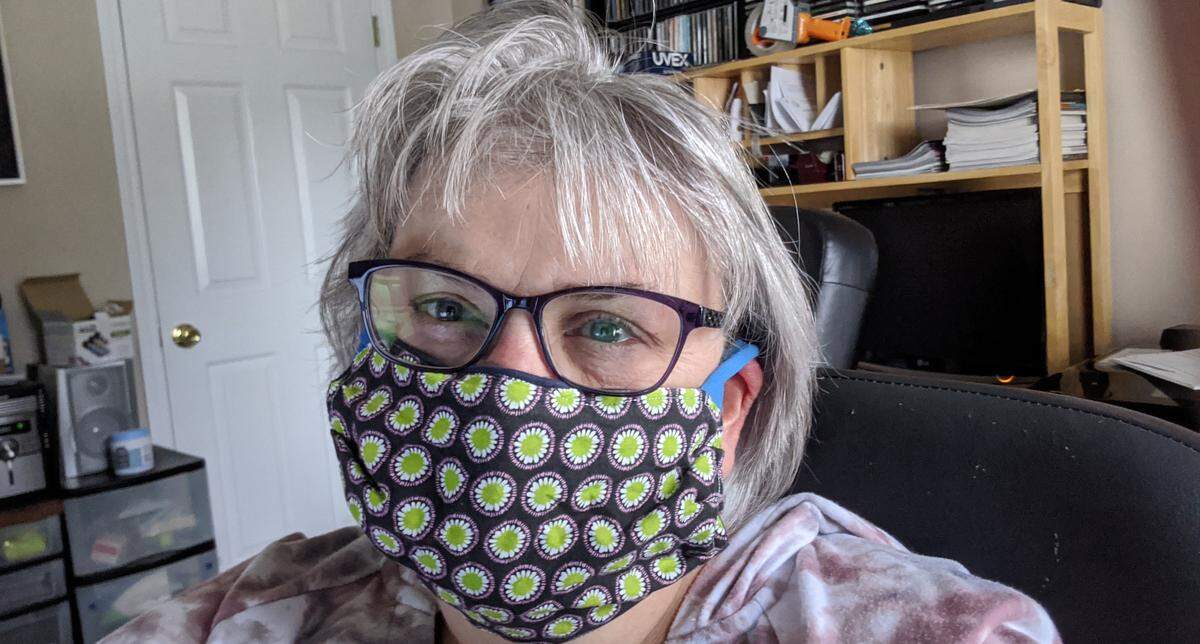 Jill Jurgensen artfully prepared her own mask. She also provided one to her husband and daughter, as well as a few neighbors.