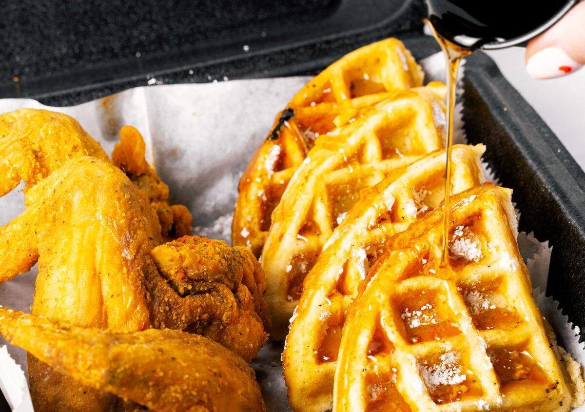 Lulu’s Express Fry House’s chicken and waffles.