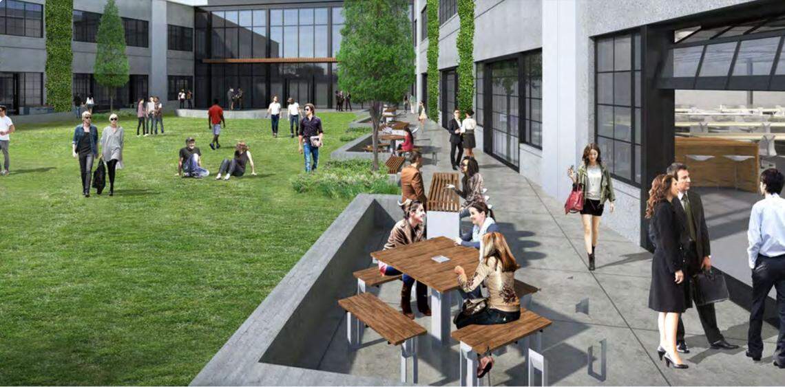 Rendering of the indoor-outdoor space at the Edison at Arrowood.
