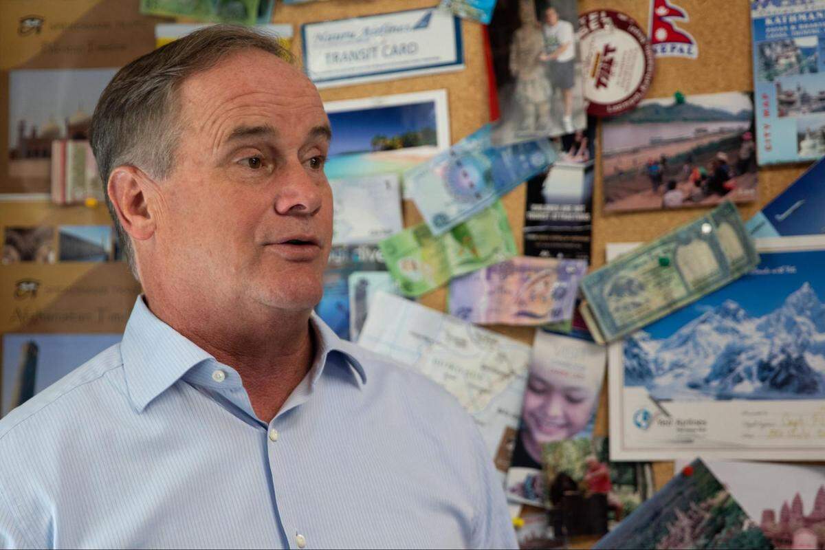 Jim Kitchen’s office is filled with memorabilia from his travels.