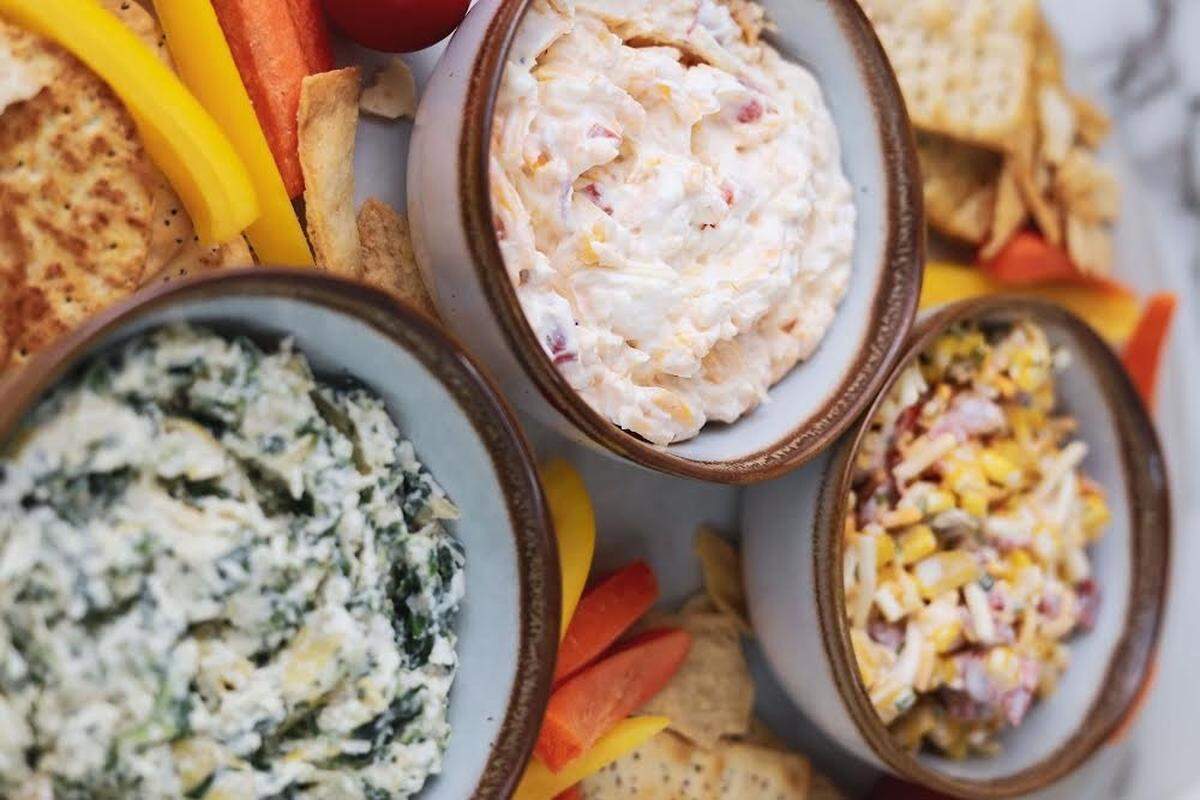 Learn how to make spinach and artichoke dip, pimento cheese and Mexican corn dip with Sweet Spot Studio at Free Will Craft + Vine on May 13.