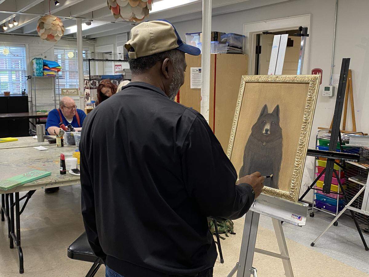 Lewis Patterson likes to paint animals and nature. The Vietnam War veteran participates in the Art for Veterans program at McDowell Arts Center in Matthews.