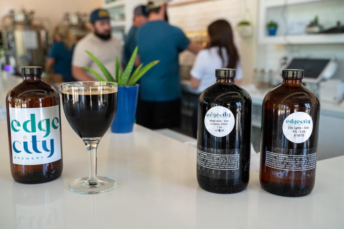 Edge City is serving its beers to go, in growlers and in mason jars.