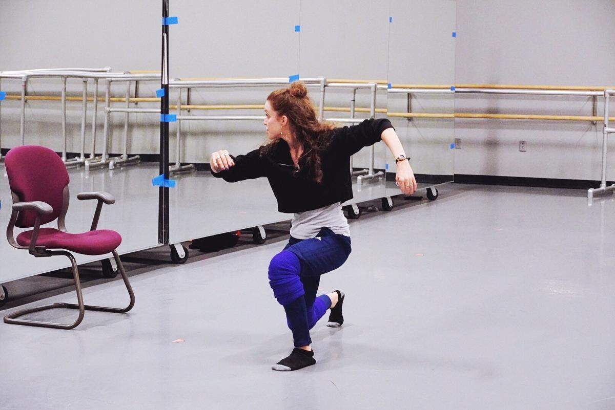 Choreographer Chelsea Dumas rehearses a piece for Innovative Works.