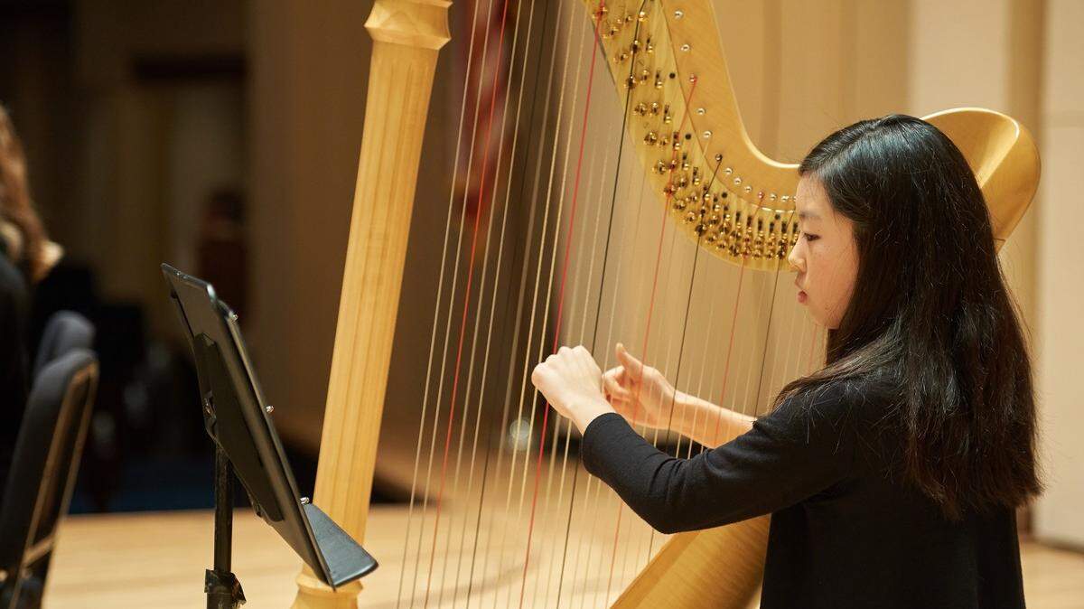 Audrey Kim performs at the Belk Theater with the Charlotte Symphony Youth Orchestra.