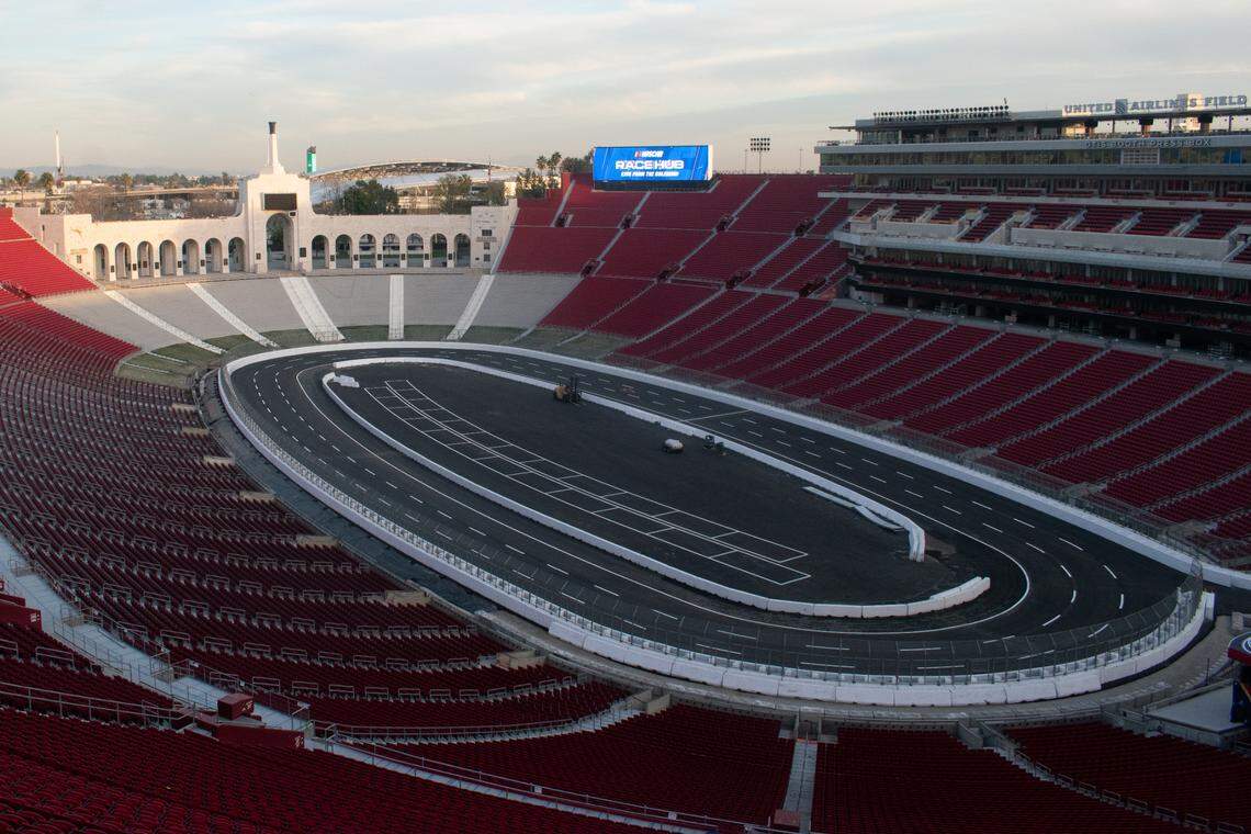 NASCAR built a quarter-mile track inside Los Angeles Memorial Coliseum for the 2022 Busch Clash.