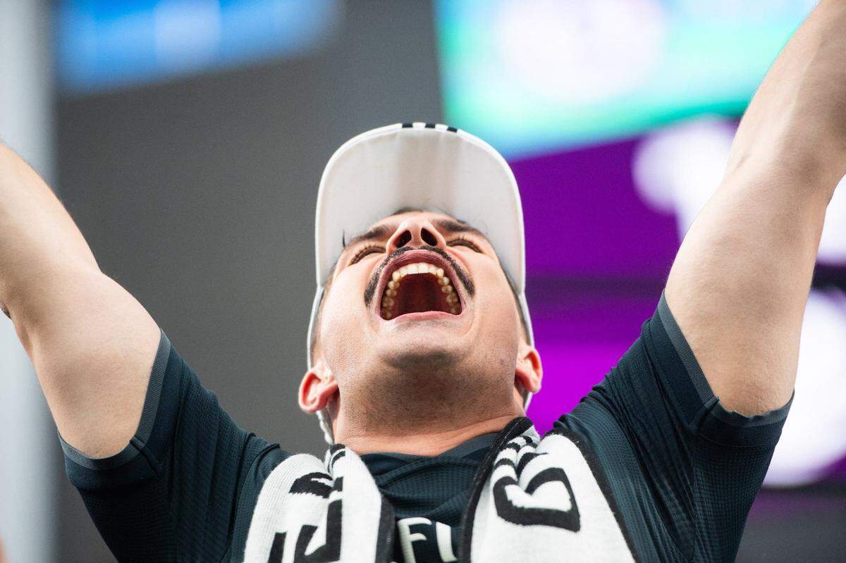 A fan of Real Madrid cheers after their second goal in the first half during the match against Chelsea at Bank of America Stadium in Charlotte, NC on Tuesday, August 6, 2024. MELISSA MELVIN-RODRIGUEZ mrodriguez@charlotteobserver.com