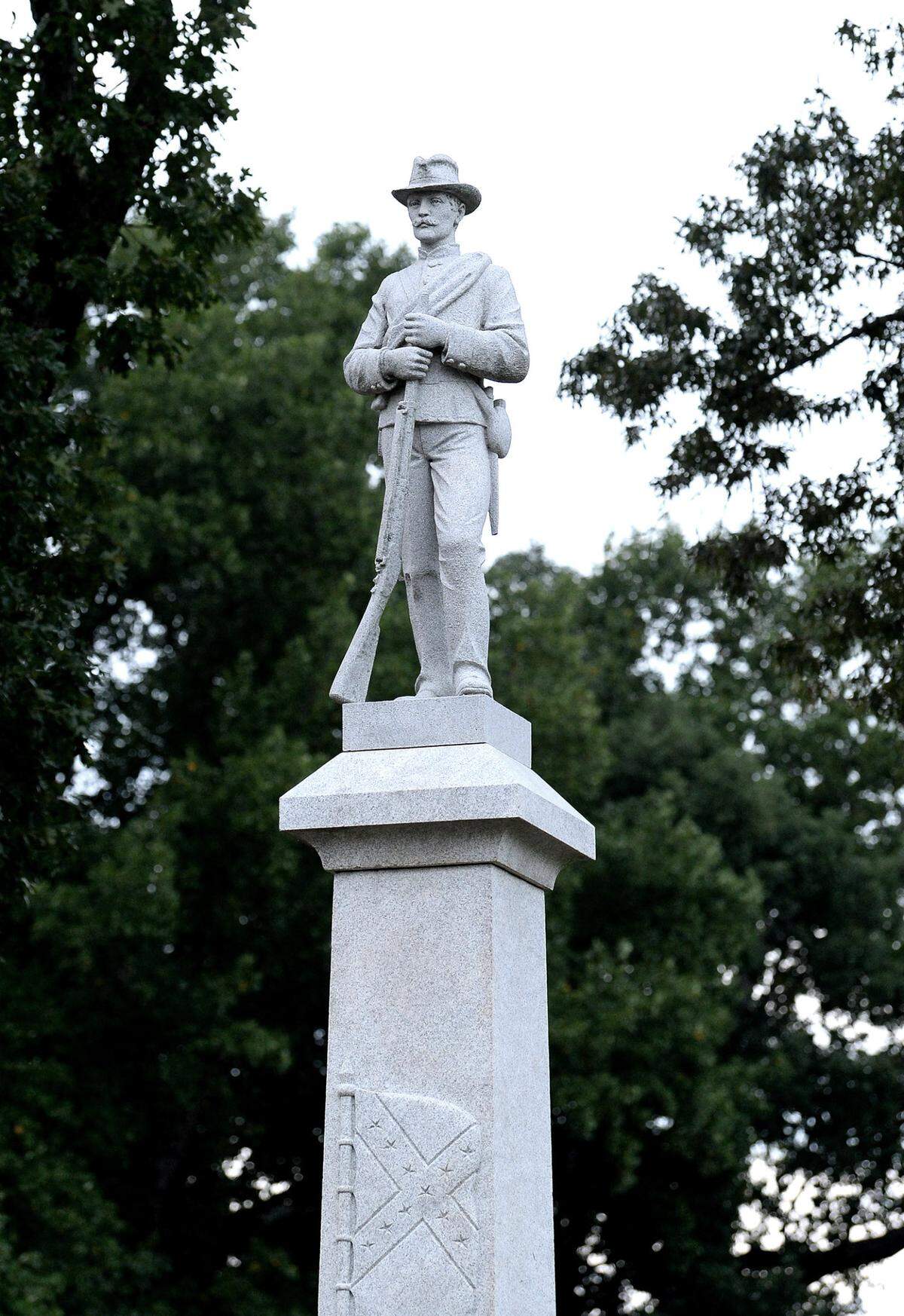 The Confederate monument in the front yard of the Mt. Zion United Methodist Church in Cornelius, NC on Wednesday, August 4, 2021. A Unity in Community rally was held to urge the Mt. Zion Monumental Association to take down the Confederate monument.