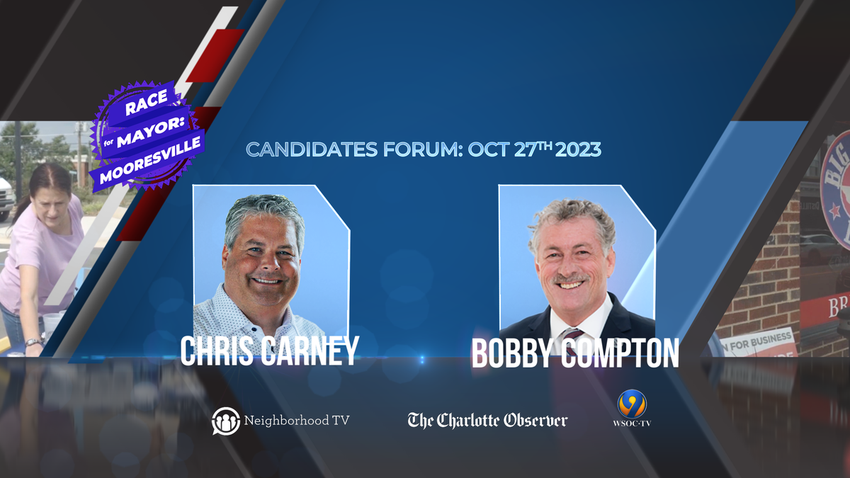 Mooresville mayoral candidates Chris Carney and Bobby Compton debated growth and other issues&nbsp; during a Charlotte Observer, WSOC-TV and&nbsp; NeighborhoodTV forum at FeedNC Oct. 27, 2023.