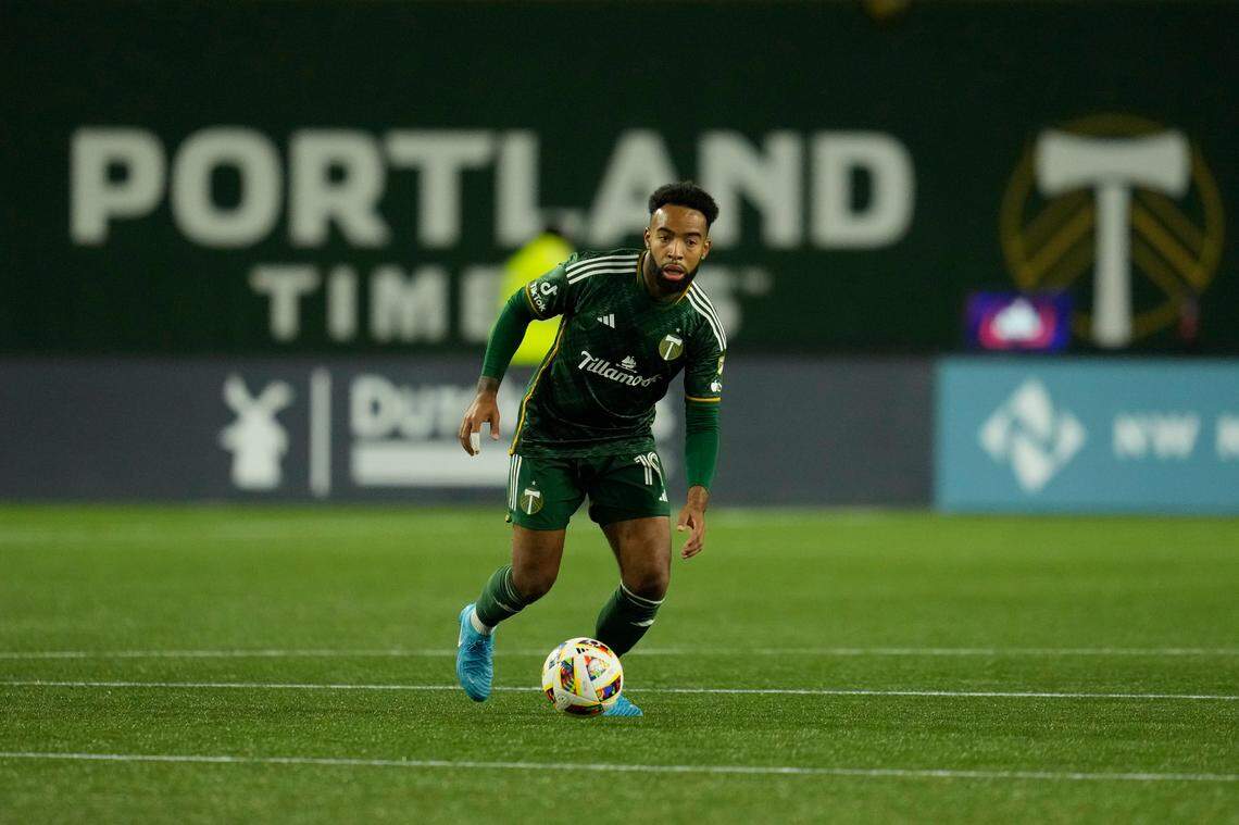 Oct 23, 2024; Portland, Oregon, USA; Portland Timbers midfielder Eryk Williamson (19) runs with the ball during the second half against Vancouver Whitecaps FC at Providence Park.