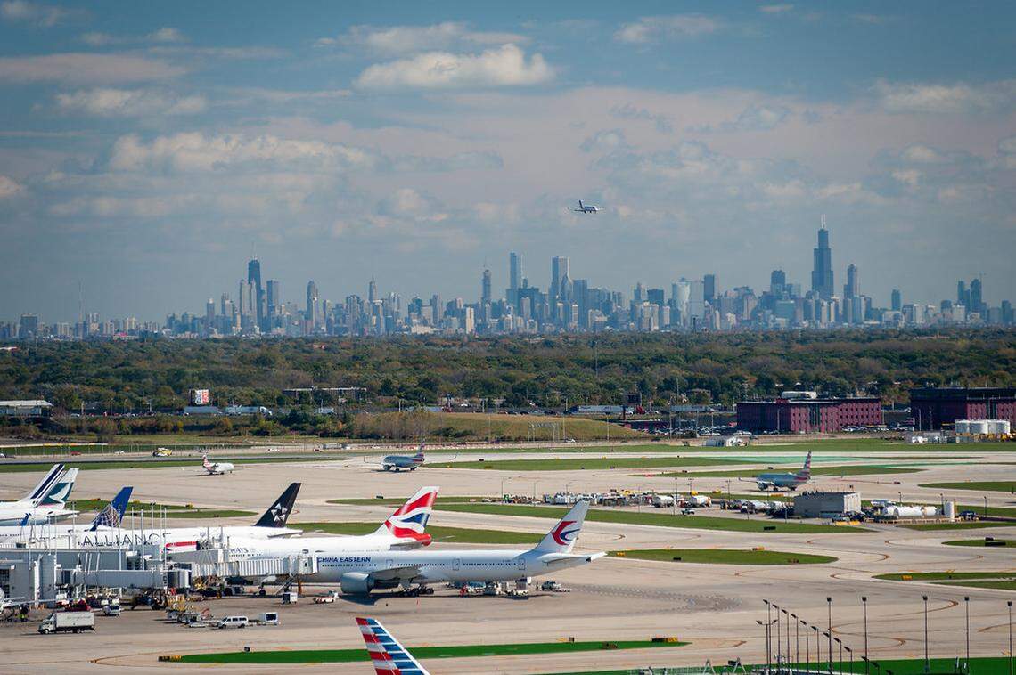 A plane arrives O’Hare International in Chicago, one of the busiest airports in the world.