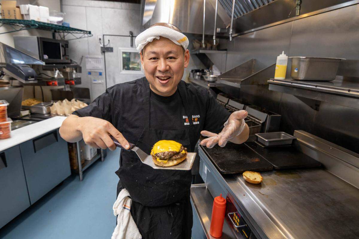 Joseph Huang of Bang Bang Burgers knows how to make a perfect cheeseburger — even better than the one in “The Menu” movie.