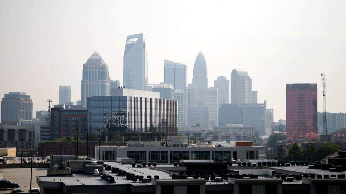 The Charlotte skyline appears hazy on Wednesday, June 7 2023.