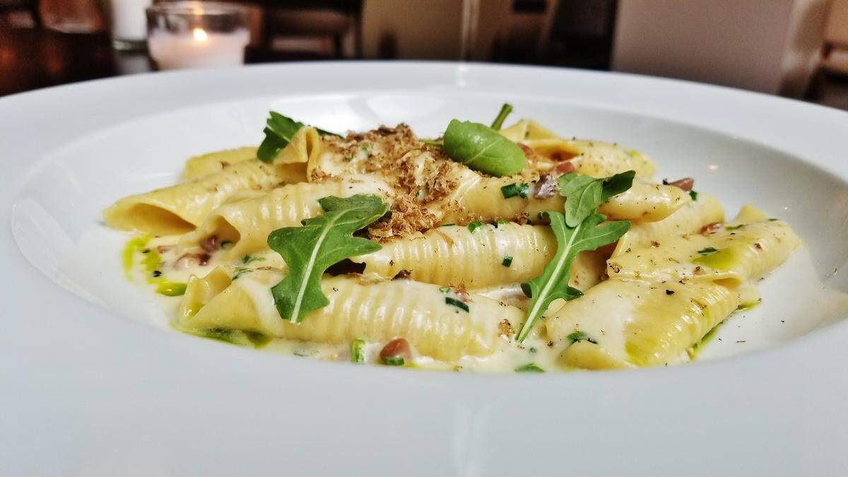 Bar Marcel’s new fall offerings include Garganelle with prosciutto, parmesan crema, arugula and shaved truffle. 