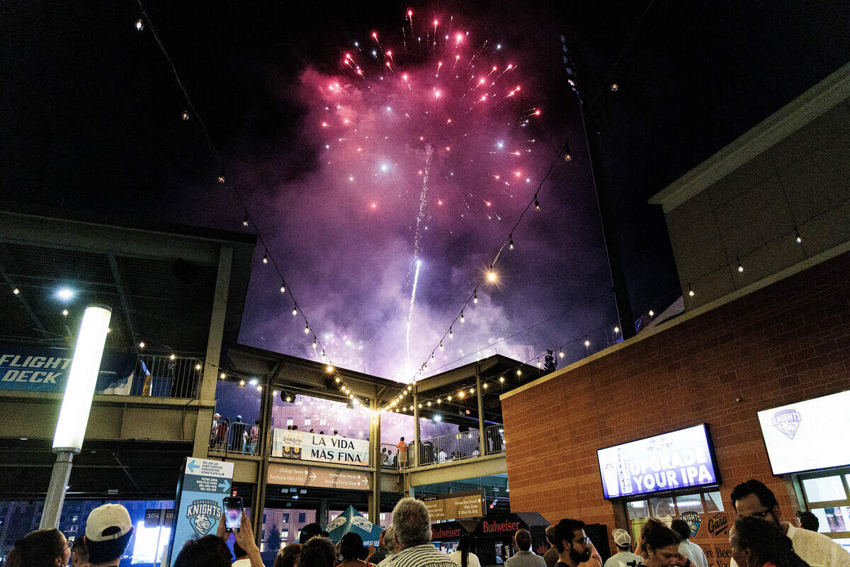 Fireworks light the Saturday July 4, 2026 evening at Truist Field.