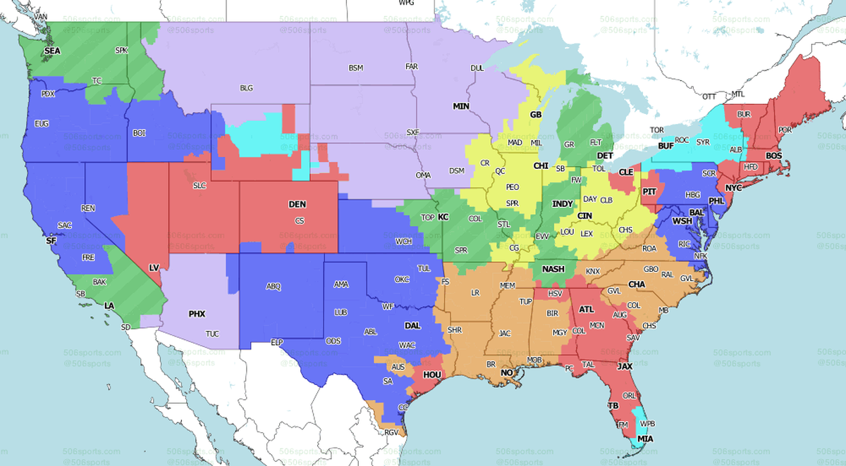 Fox Sports NFL broadcast map for Week 2.