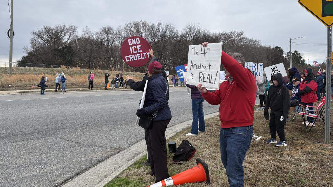 Dozens protest potential ICE detention facility in Cabarrus County