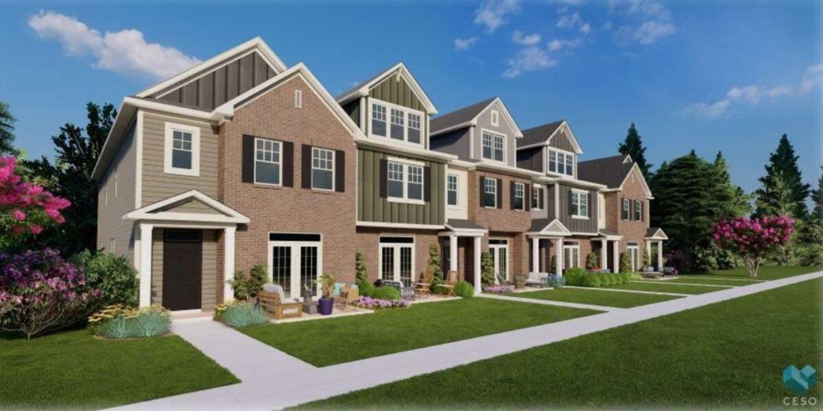 A rendering of the town homes in Crestfield, a new development in downtown Kannapolis from M/I Homes.