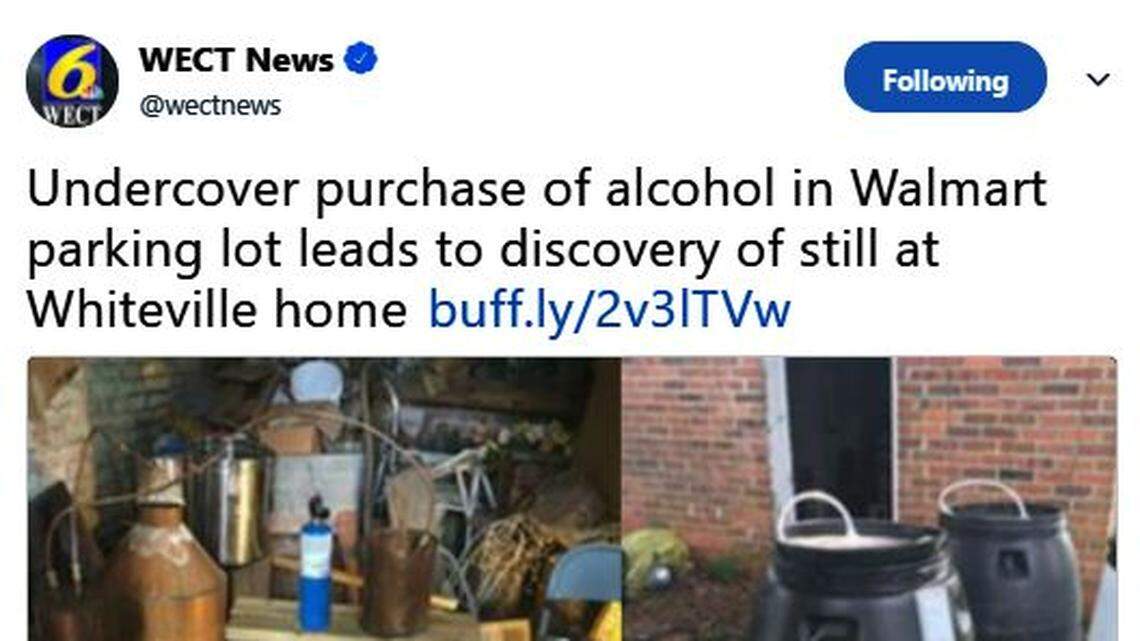 A North Carolina man was arrested after investigators said he sold a gallon of moonshine in a Walmart parking lot, never suspecting the buyers were undercover cops.